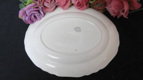 Awesome Vintage Sol JandG Meakin Rose Serving Platter With Green Border. Made in England.