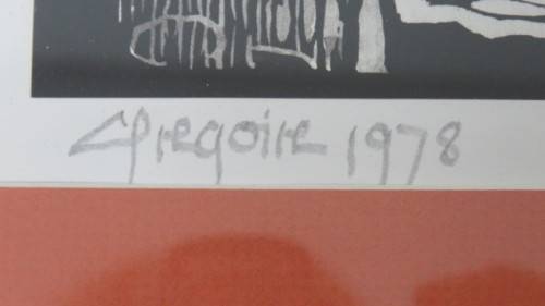 S.A. Artist Gregoire Boonzaaier (1909-2005) Framed `Bo-Kaap With Mosque` 1978 Linocut. Signed