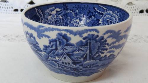 Lovely Vintage Enoch Wood`s `English Scenery` Woods Ware Semi-Porcelain Sugar Bowl H: 6 cm