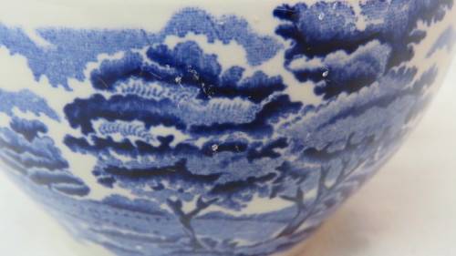 Lovely Vintage Enoch Wood`s `English Scenery` Woods Ware Semi-Porcelain Sugar Bowl H: 6 cm