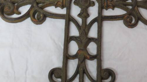Beautiful Vintage Cast Iron Cross 51 x 33 cm
