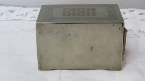 Stunning Antique Korean Metal Jewellery Box With Side Handle and Sliding Lid 10,5 x 7,5 cm