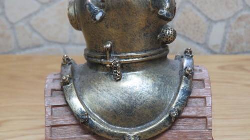 Interesting Vintage Mounted Desco MkV United States Navy Deep Sea Diving Helmet Paperweight H: 14 cm