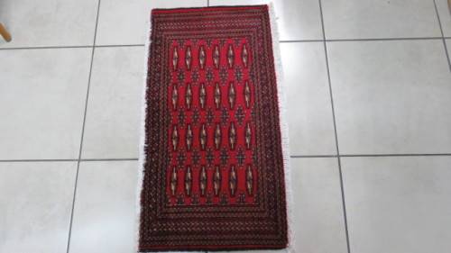 Beautiful Turkaman Geometric Pattern Red Rug 102 x 53 cm