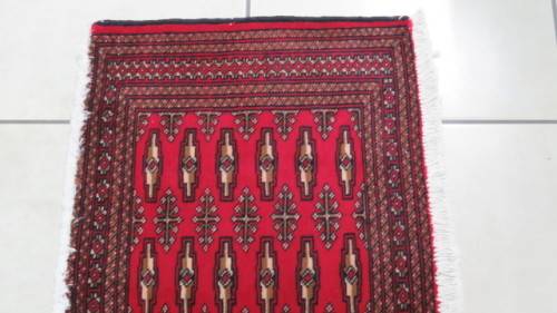 Beautiful Turkaman Geometric Pattern Red Rug 102 x 53 cm