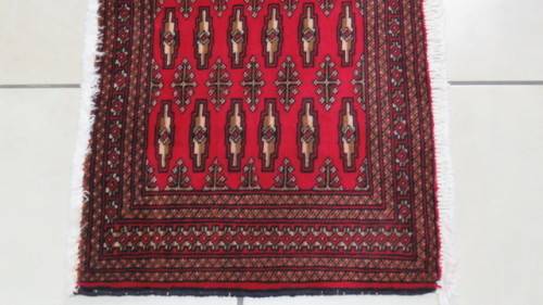 Beautiful Turkaman Geometric Pattern Red Rug 102 x 53 cm