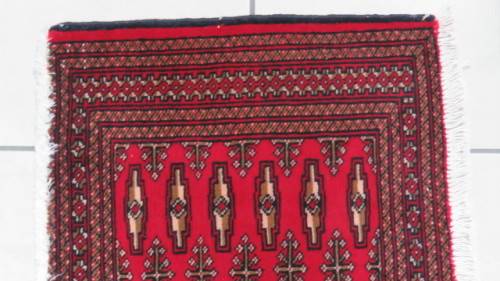 Beautiful Turkaman Geometric Pattern Red Rug 102 x 53 cm