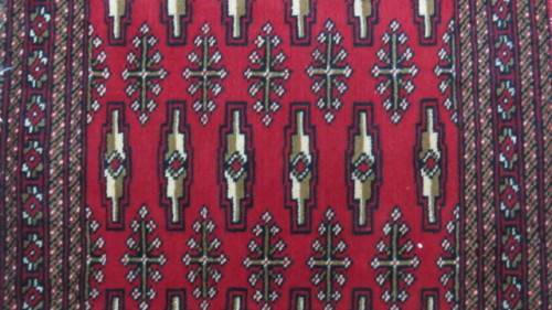 Beautiful Turkaman Geometric Pattern Red Rug 102 x 53 cm