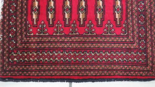 Beautiful Turkaman Geometric Pattern Red Rug 102 x 53 cm