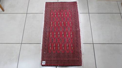 Beautiful Turkaman Geometric Pattern Red Rug 102 x 53 cm