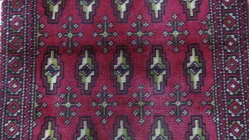 Stunning Turkaman Geometric Pattern Long Red Rug 138 x 59.5 cm