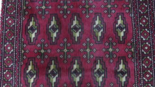 Stunning Turkaman Geometric Pattern Long Red Rug 138 x 59.5 cm