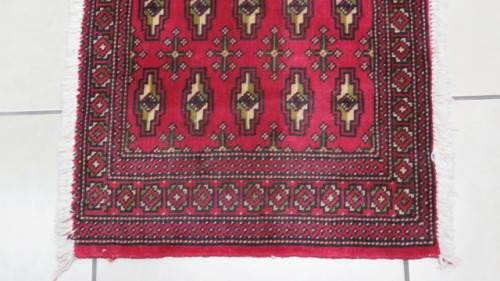 Stunning Turkaman Geometric Pattern Long Red Rug 138 x 59.5 cm