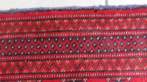 Beautiful Turkaman Geometric Pattern Red Rug 133 x 59 cm