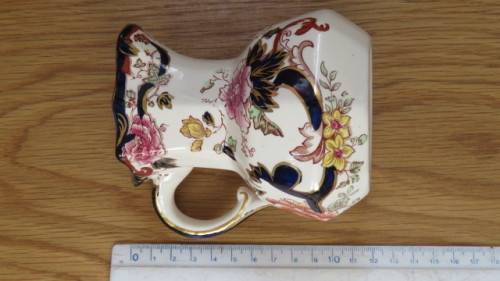 Superb Vintage Mason`s Ironstone Blue `Mandalay` Octagonal Hydra Jug H: 11 cm