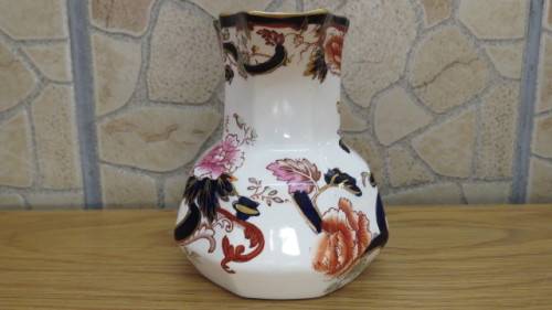 Superb Vintage Mason`s Ironstone Blue `Mandalay` Octagonal Hydra Jug H: 11 cm