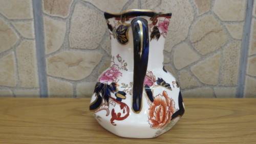 Superb Vintage Mason`s Ironstone Blue `Mandalay` Octagonal Hydra Jug H: 11 cm
