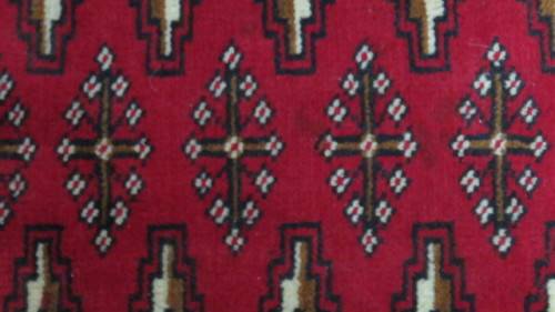 Beautiful Turkaman Geometric Pattern Red Rug 101 x 51,5 cm