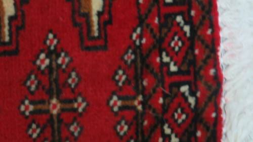 Beautiful Turkaman Geometric Pattern Red Rug 101 x 51,5 cm