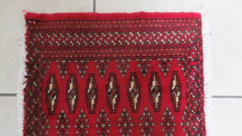 Beautiful Turkaman Geometric Pattern Red Rug 101 x 51,5 cm