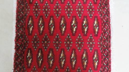 Beautiful Turkaman Geometric Pattern Red Rug 101 x 51,5 cm