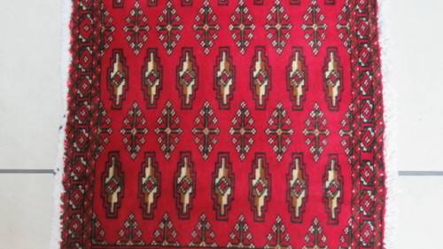 Beautiful Turkaman Geometric Pattern Red Rug 101 x 51,5 cm