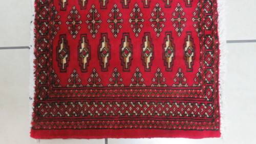 Beautiful Turkaman Geometric Pattern Red Rug 101 x 51,5 cm