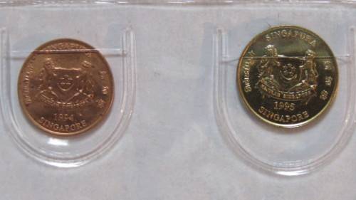 Singapore and Malaysia Uncirculated Coin and Stamp Set in Plastic Wallet Details in Description