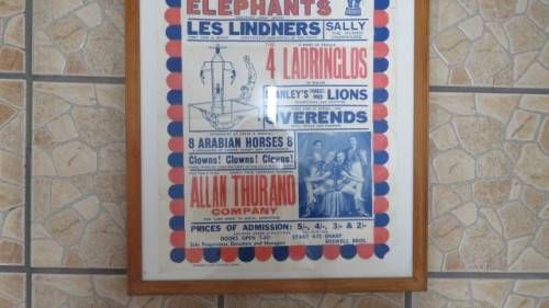 Vintage `Boswell`s Great Railroad Circus` Framed Advertising Poster COURIER ONLY 109,5 x 47,5 cm