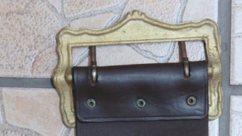 Superb Vintage Genuine Leather Wide Strap/ Belt With Solid Brass Buckle L: 109 cm