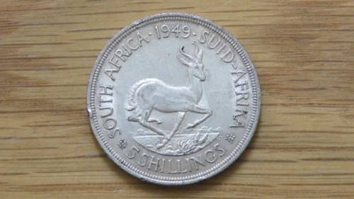 Union of South Africa Silver 1949 Five Shillings Coin 28.3 g