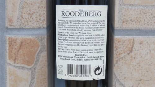 Sealed 750ml Bottle of 2002 KWV Roodeberg