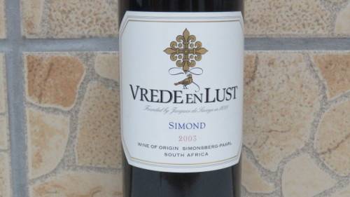 Sealed 750ml Bottle of Vrede en Lust 2003 Simond