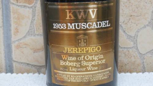 Sealed 750ml Bottle of KWV 1953 Muscadel Jerepigo Wine of Origin Boberg Superior Liqueur Wine