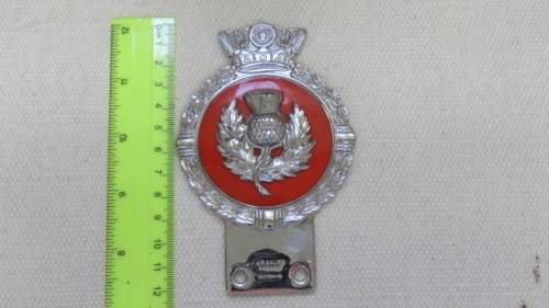 Fantastic Vintage Chrome/Red Enamel J.R. Gaunt London Thistle (Scotland) Car Badge 12 x 8 cm
