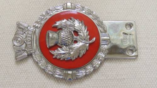 Fantastic Vintage Chrome/Red Enamel J.R. Gaunt London Thistle (Scotland) Car Badge 12 x 8 cm