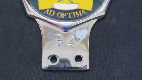 Superb Vintage Alfa Romeo Cape Club `Ad Optima` Chrome/Enamel Car Badge No 94 9 x 12 cm