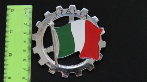 Vintage Circular `Italia` Italian Flag Metal Emblem Badge D: 8cm