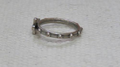 Wonderful Vintage Italy Sterling Silver Crucifix Rosary Ring Size N 1.7 g