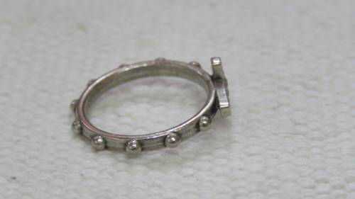 Wonderful Vintage Italy Sterling Silver Crucifix Rosary Ring Size N 1.7 g