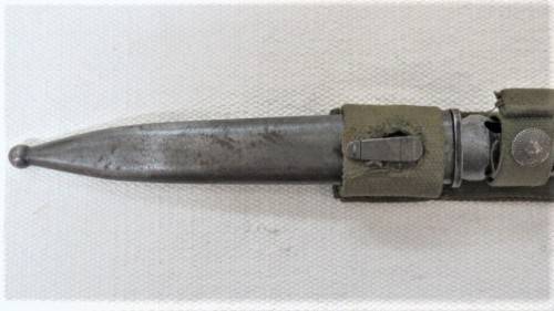 Vintage Union Of South Africa R1 Rifle Bayonet With Web Frog and Metal Scabbard #188303 L: 32 cm