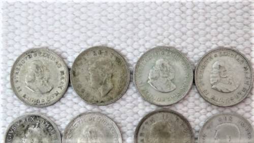 4 RSA Silver Five Cents Coins and 5 Union of South Africa Silver Sixpence Coins See Description