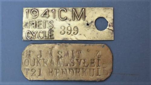 Fantastic Vintage 1941 Brass Bicycle License & Creamery Milk Can Metal Tag Details in Description