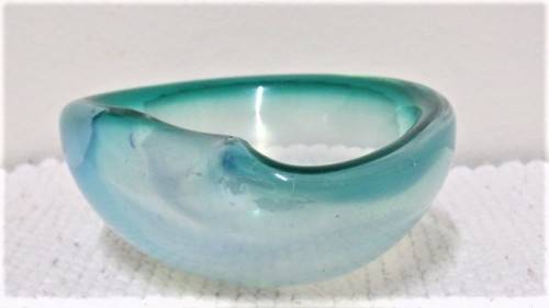 Beautiful Vintage Murano Teal Coloured Small Glass Bowl 100 x 80 mm