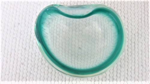 Beautiful Vintage Murano Teal Coloured Small Glass Bowl 100 x 80 mm