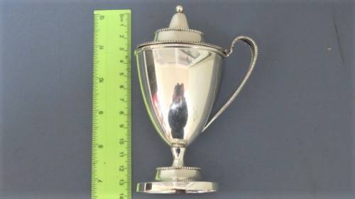 Vintage Sterling Silver #6882 Tall Sugar Bowl With Hinged Lid On Stand 135 x 55 mm 116 g