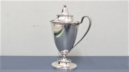 Vintage Sterling Silver #6882 Tall Sugar Bowl With Hinged Lid On Stand 135 x 55 mm 116 g