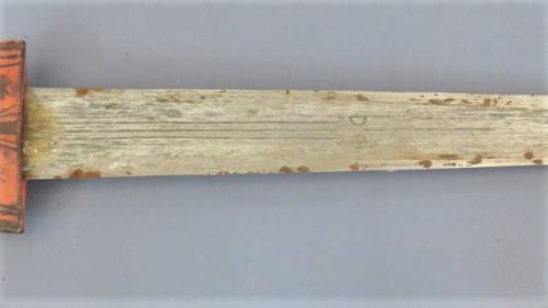 Two Vintage Handmade Saharan Taureg Takouba Swords With Leather Scabbards SOLD AS IS 92 cm