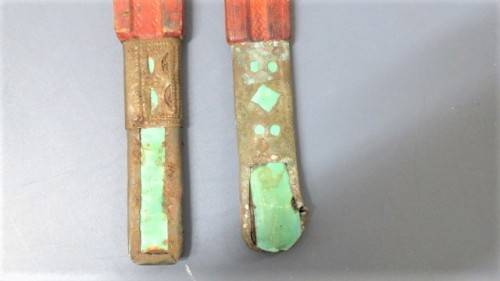 Two Vintage Handmade Saharan Taureg Takouba Swords With Leather Scabbards SOLD AS IS 92 cm