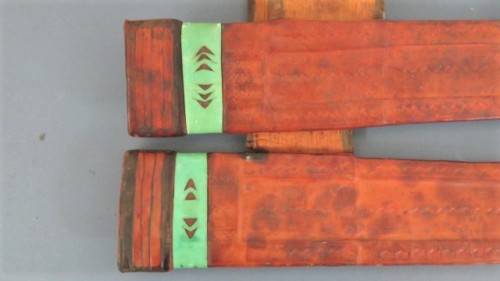 Two Vintage Handmade Saharan Taureg Takouba Swords With Leather Scabbards SOLD AS IS 92 cm